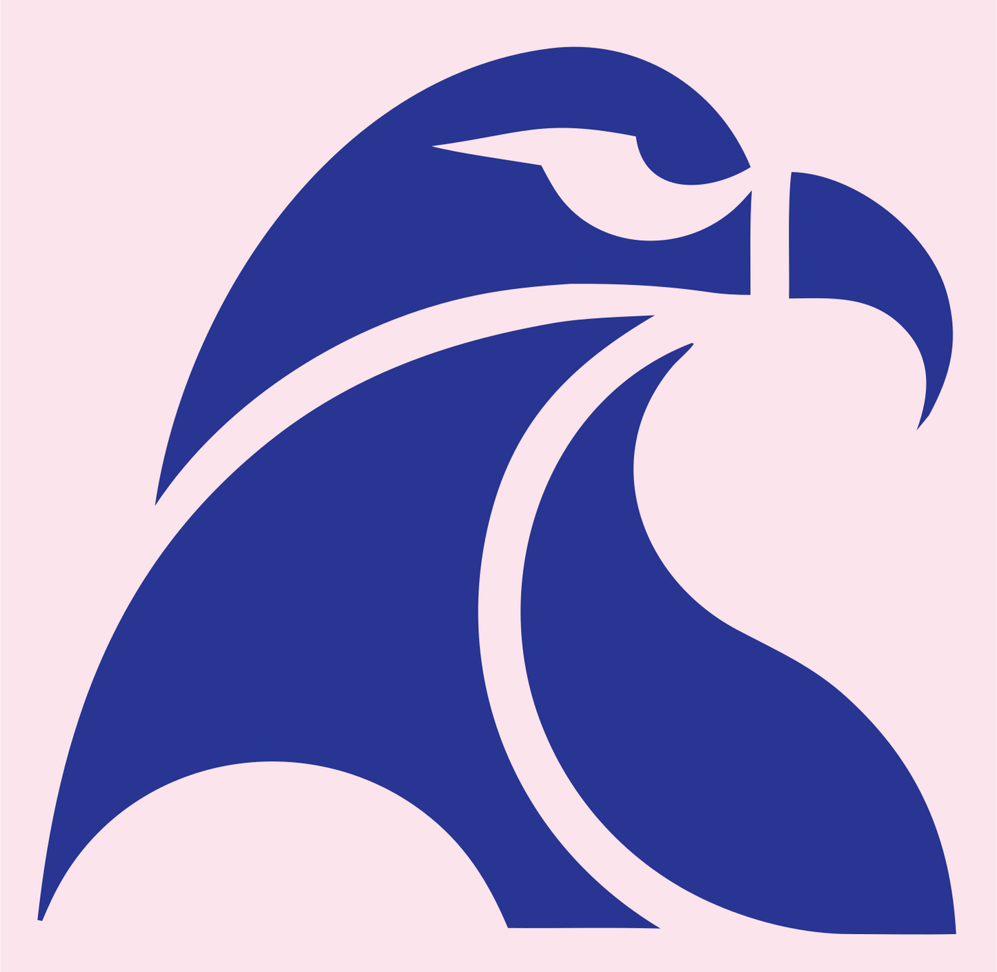 Swiss Style Hooked Beak Raptor Head Mark #fce4ec/#283593
