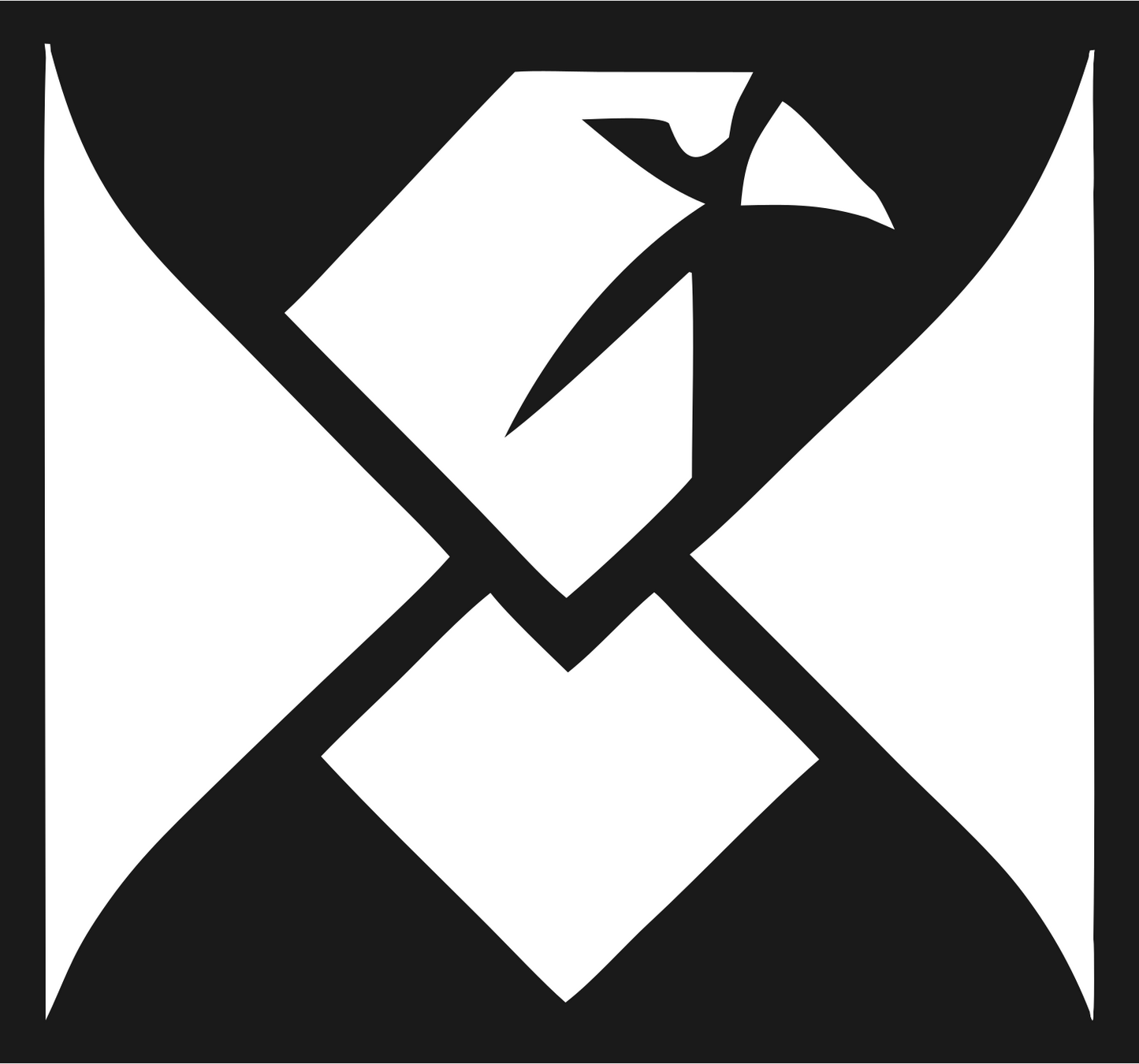 Swiss Style Angular Raven Cross Emblem #1a1a1a/#ffffff