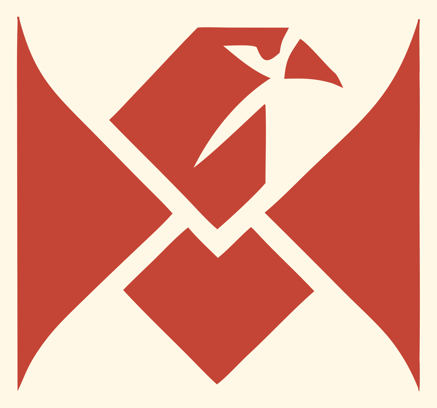 Swiss Style Angular Raven Cross Emblem #fff8e7/#c44536