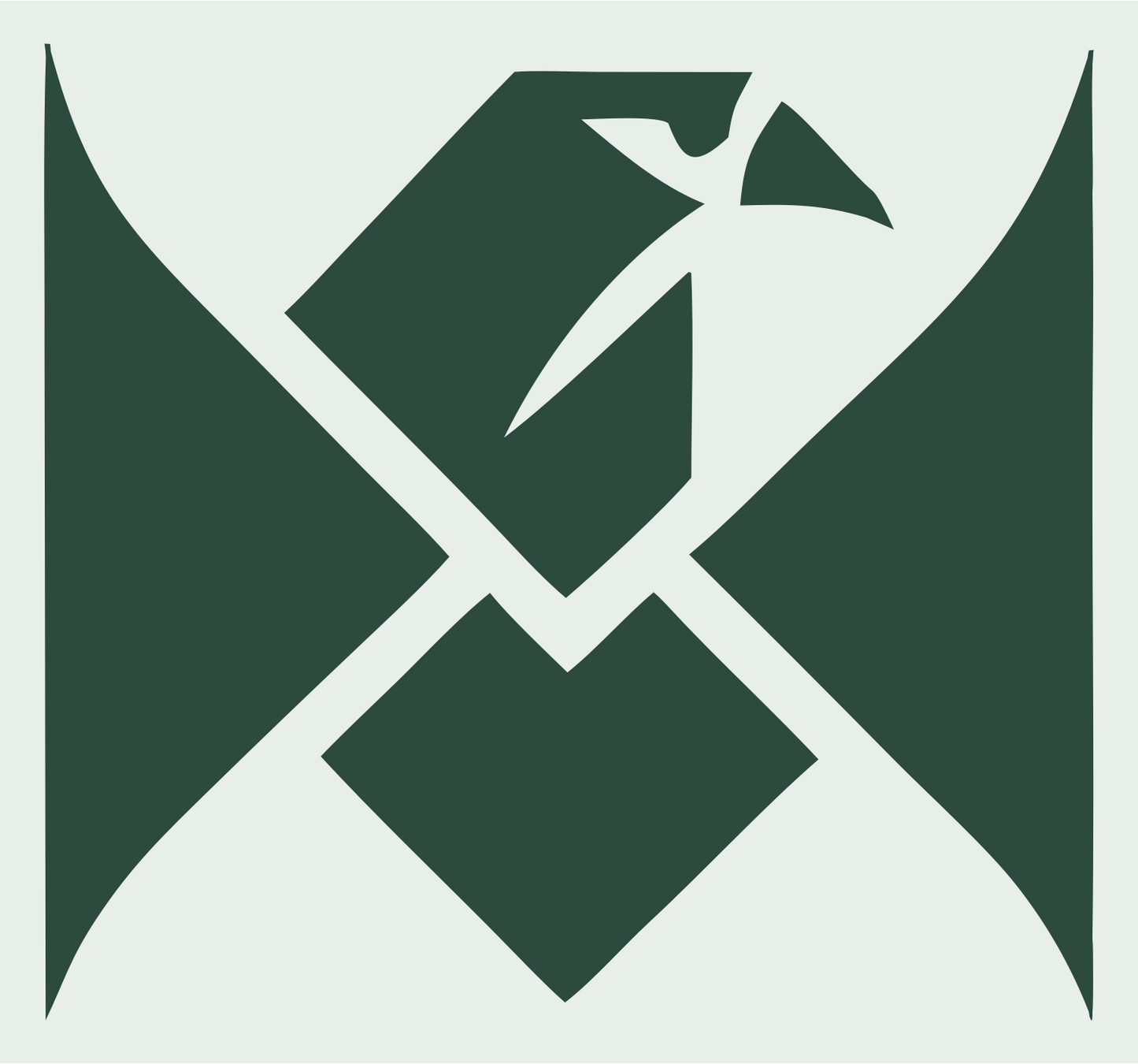 Swiss Style Angular Raven Cross Emblem #e8efe9/#2d4a3e