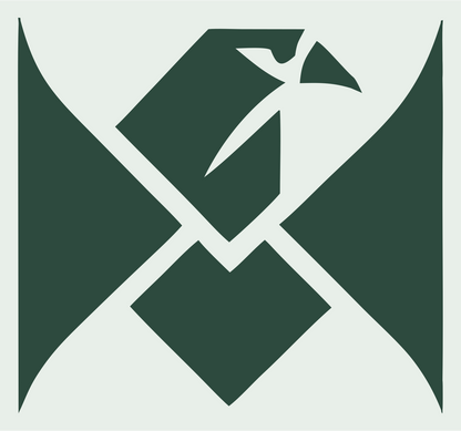 Swiss Style Angular Raven Cross Emblem #e8efe9/#2d4a3e