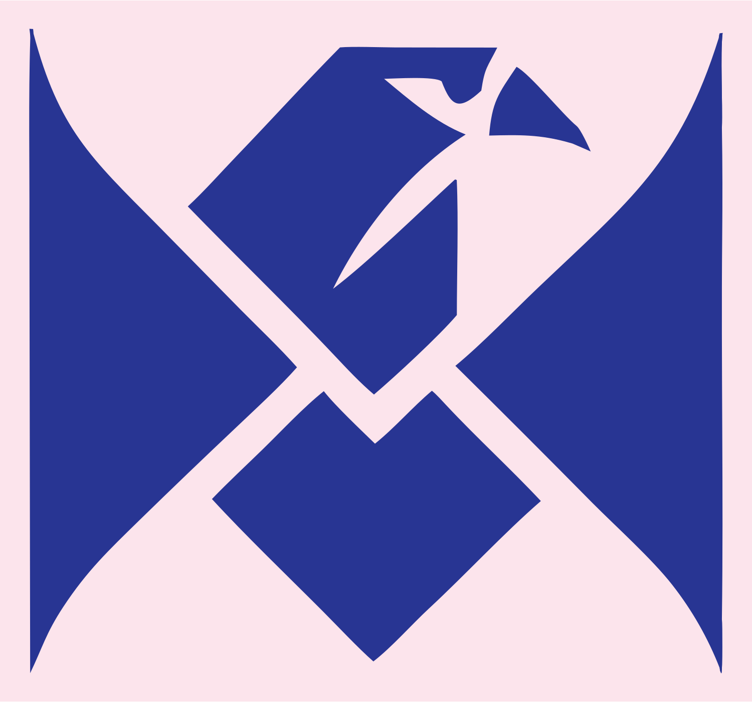 Swiss Style Angular Raven Cross Emblem #fce4ec/#283593