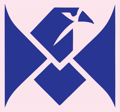 Swiss Style Angular Raven Cross Emblem #fce4ec/#283593