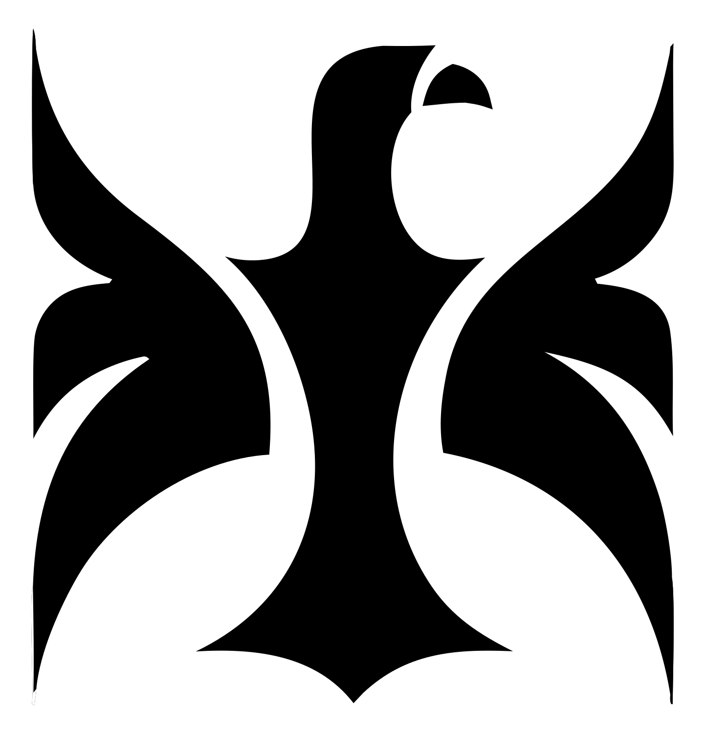 Swiss Style Symmetrical Rampant Eagle Crest #ffffff/#000000