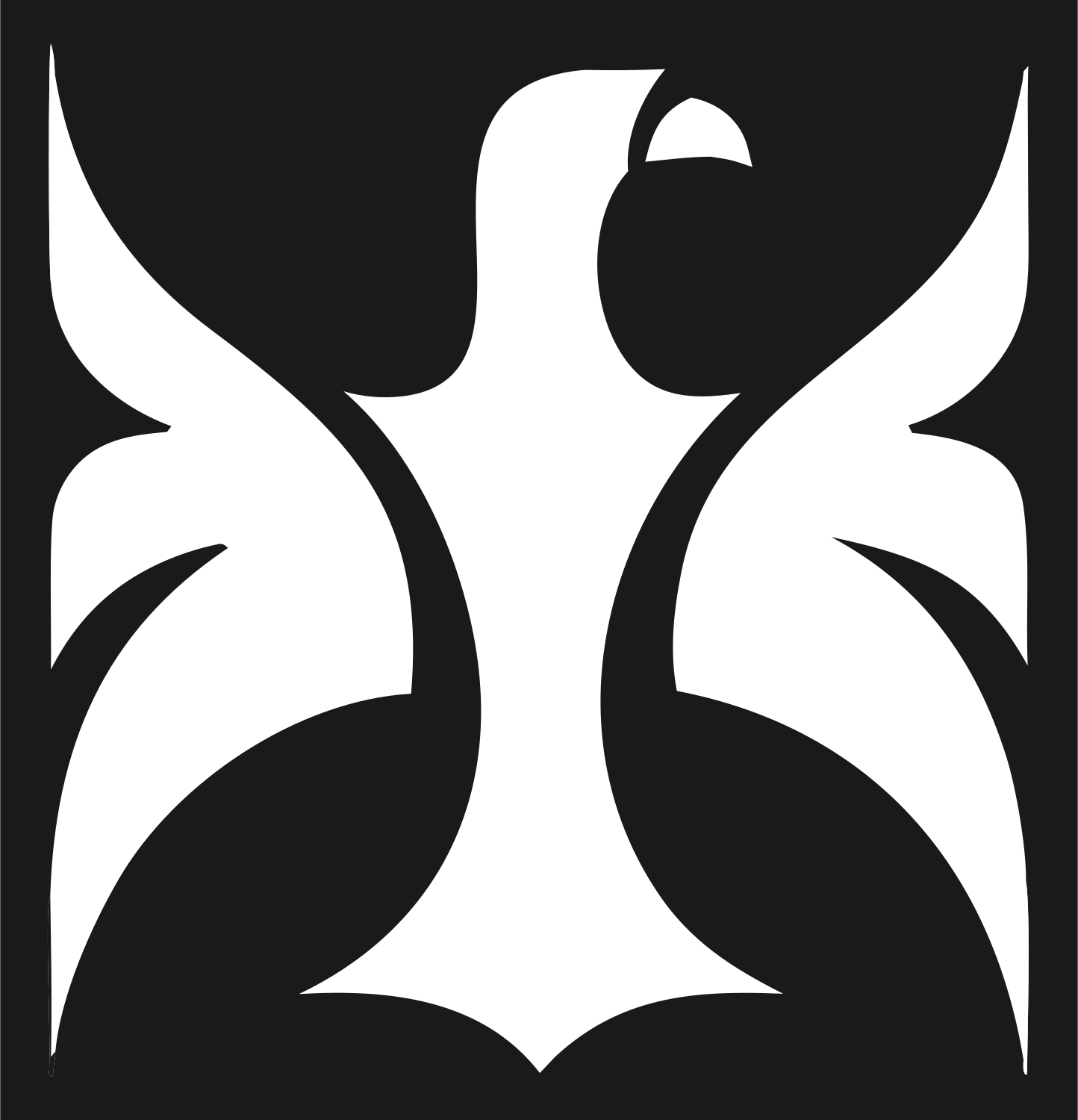 Swiss Style Symmetrical Rampant Eagle Crest #1a1a1a/#ffffff