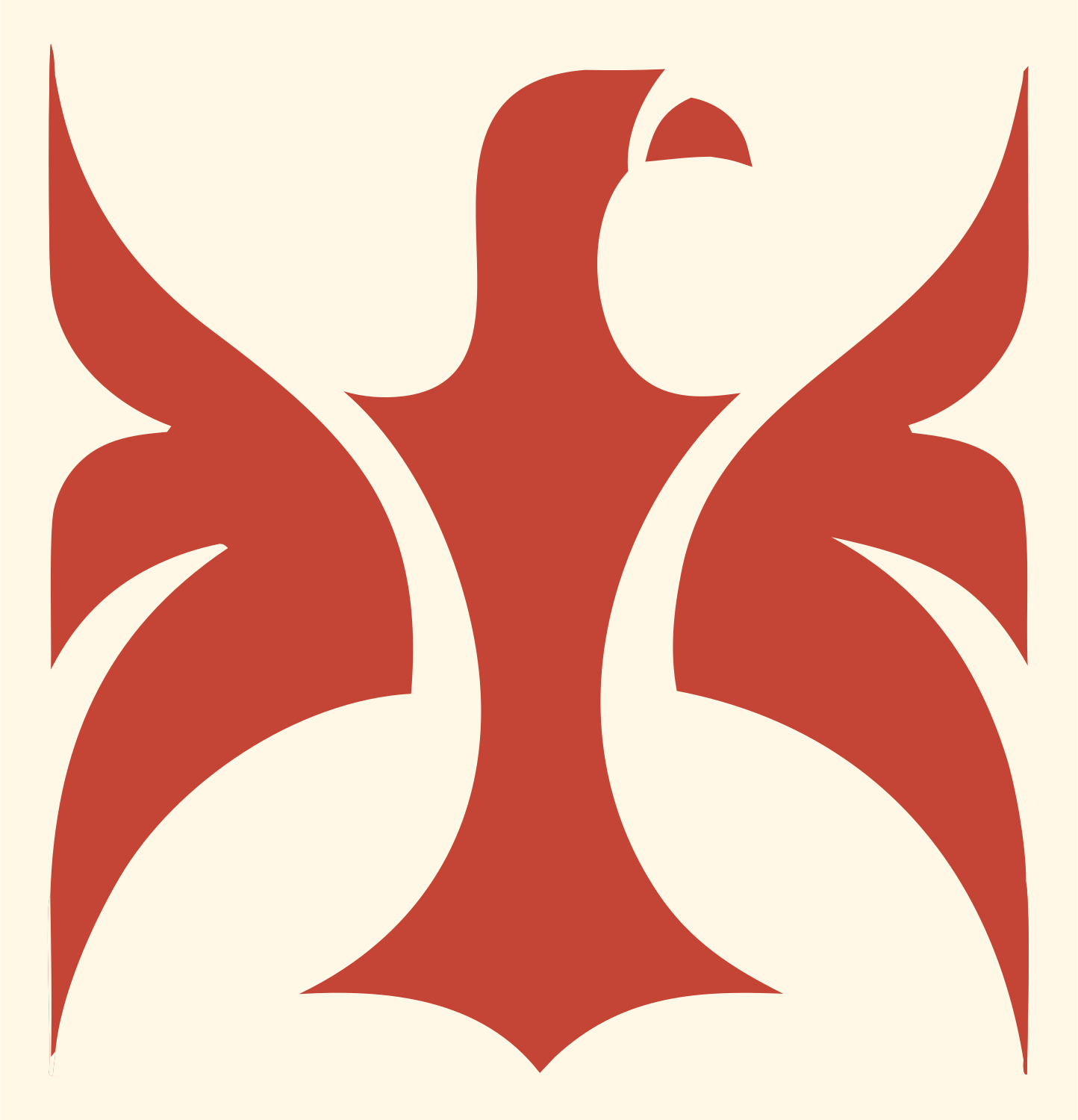 Swiss Style Symmetrical Rampant Eagle Crest #fff8e7/#c44536