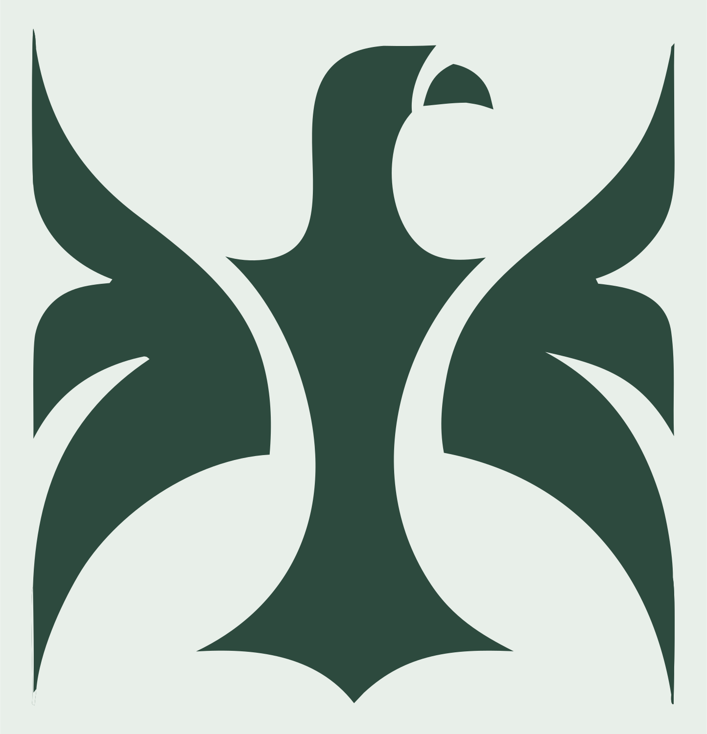 Swiss Style Symmetrical Rampant Eagle Crest #e8efe9/#2d4a3e