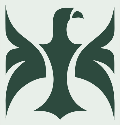 Swiss Style Symmetrical Rampant Eagle Crest #e8efe9/#2d4a3e
