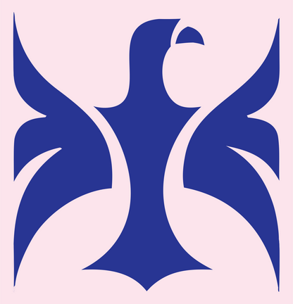Swiss Style Symmetrical Rampant Eagle Crest #fce4ec/#283593