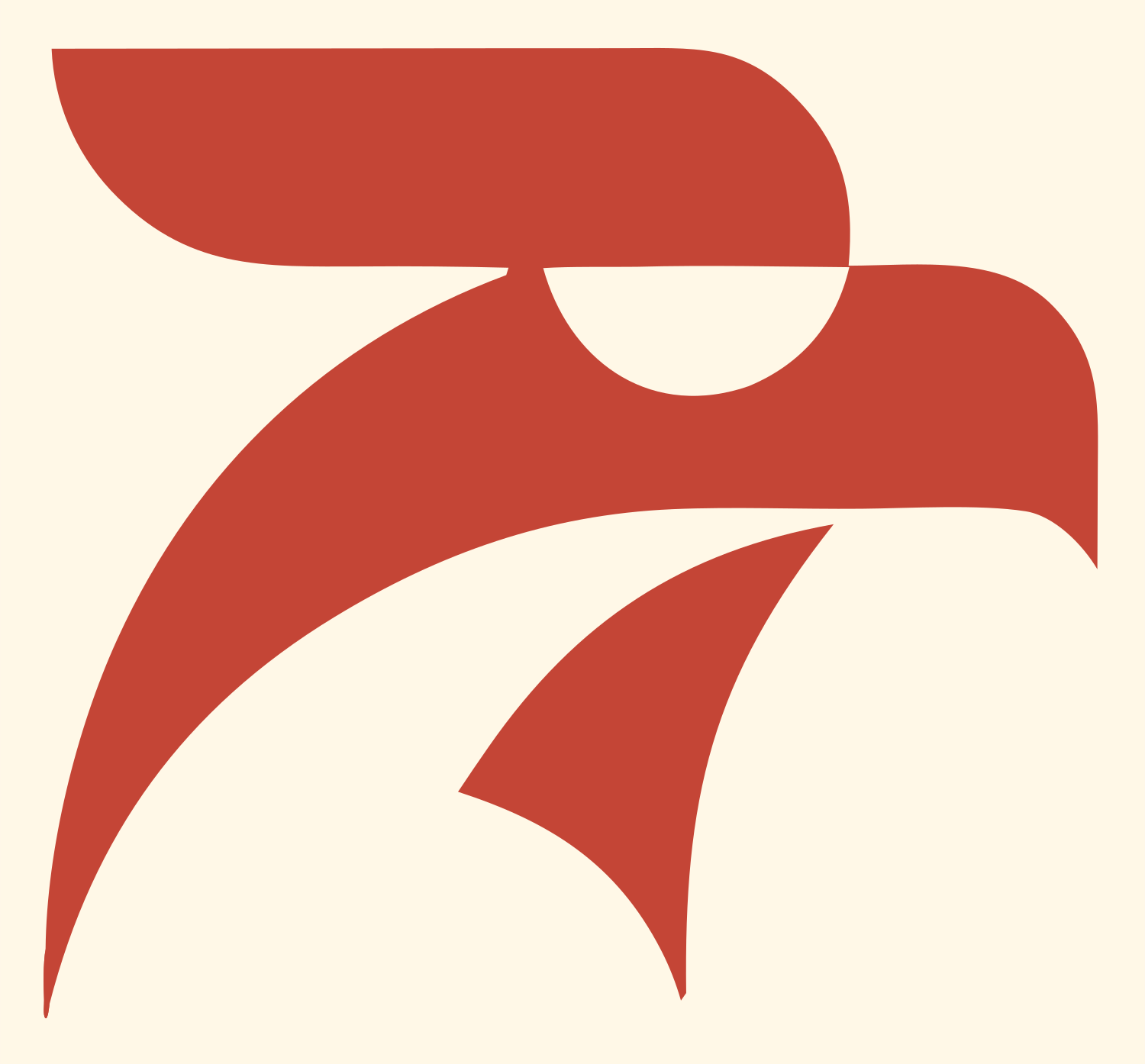Swiss Style Flat Raptor Beak Crest #fff8e7/#c44536