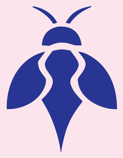 Bold Silhouette Wasp Spread Wings Mark #fce4ec/#283593
