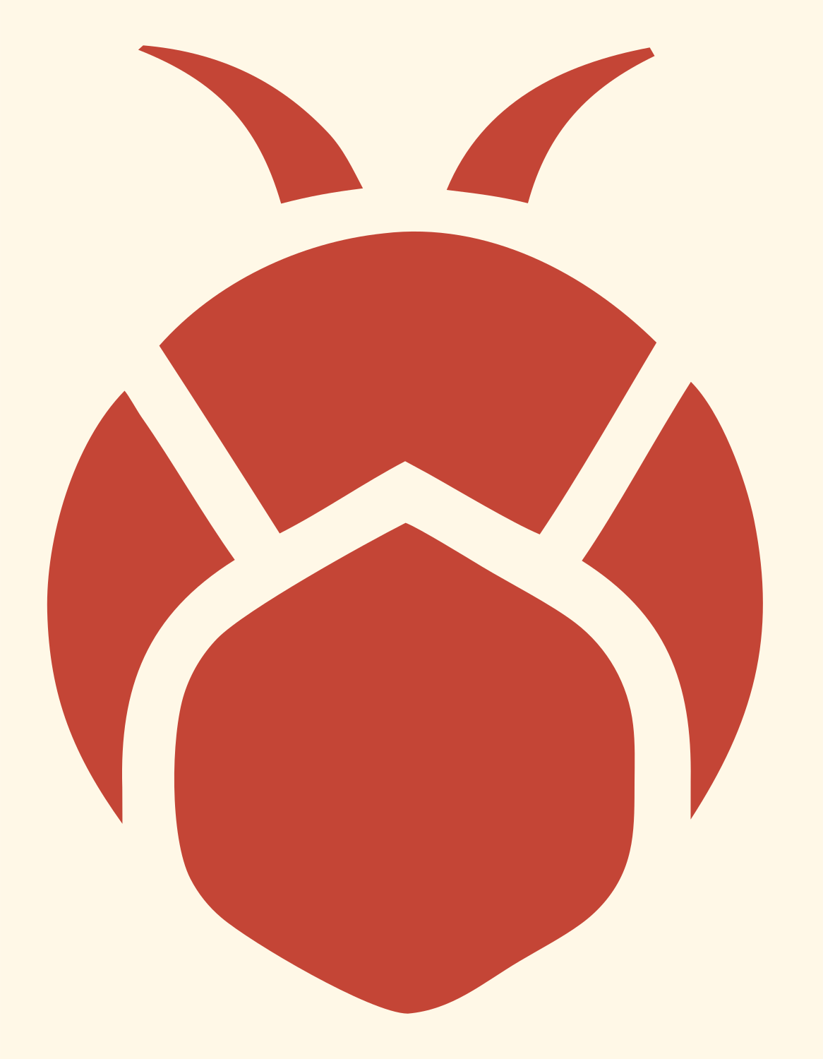 Pictogram Beetle Body Top-Down Bug Icon #fff8e7/#c44536