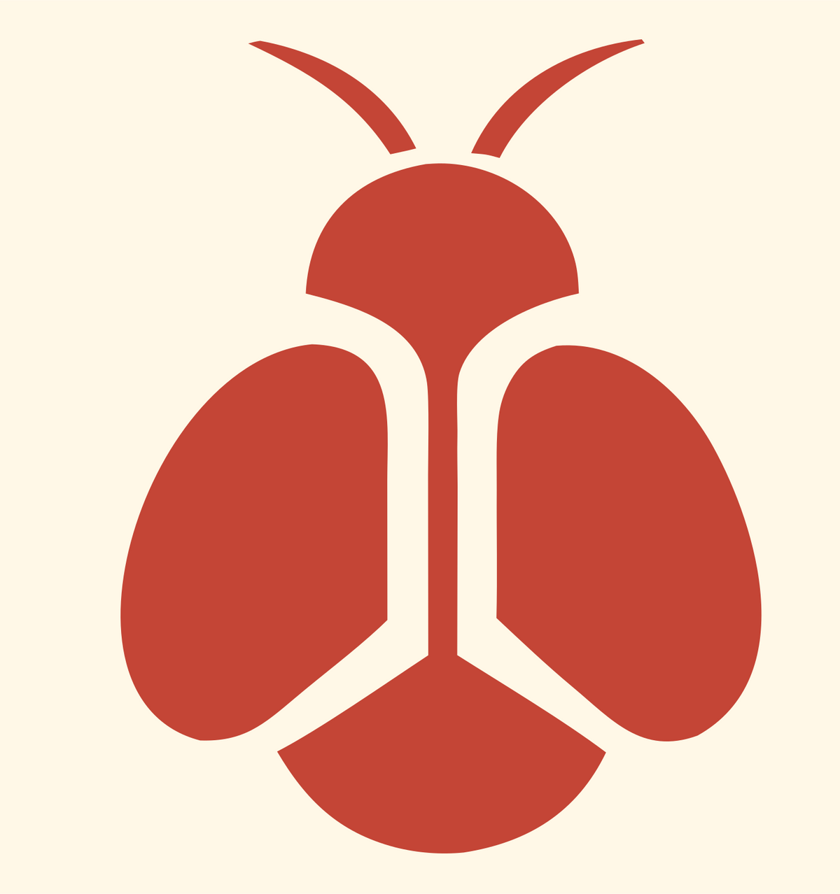 Solid Pictogram Top-Down Firefly Bug Mark #fff8e7/#c44536