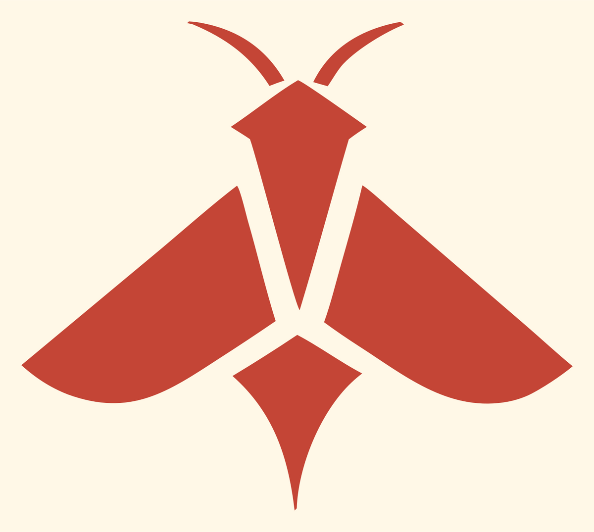 Flat Pictogram Spread Wing Moth Emblem #fff8e7/#c44536