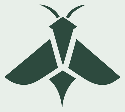 Flat Pictogram Spread Wing Moth Emblem #e8efe9/#2d4a3e