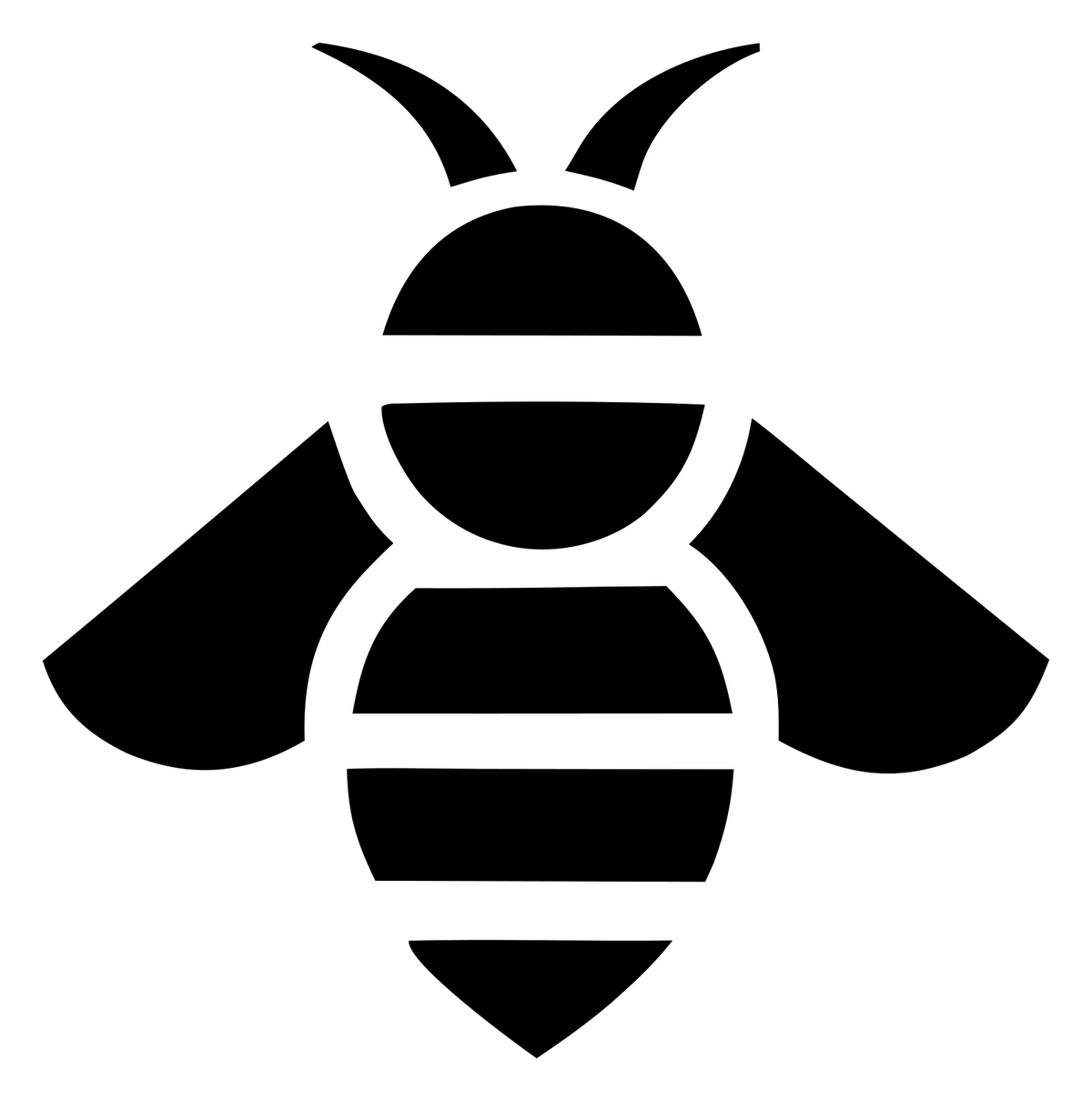 Solid Pictogram Honeybee Top-Down Insect Badge #ffffff/#000000