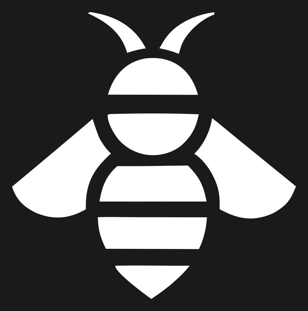 Solid Pictogram Honeybee Top-Down Insect Badge #1a1a1a/#ffffff