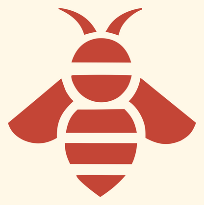Solid Pictogram Honeybee Top-Down Insect Badge #fff8e7/#c44536