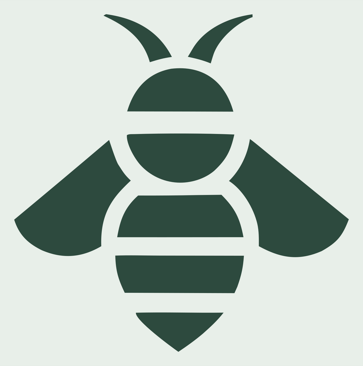 Solid Pictogram Honeybee Top-Down Insect Badge #e8efe9/#2d4a3e