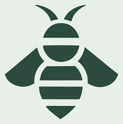 Solid Pictogram Honeybee Top-Down Insect Badge #e8efe9/#2d4a3e
