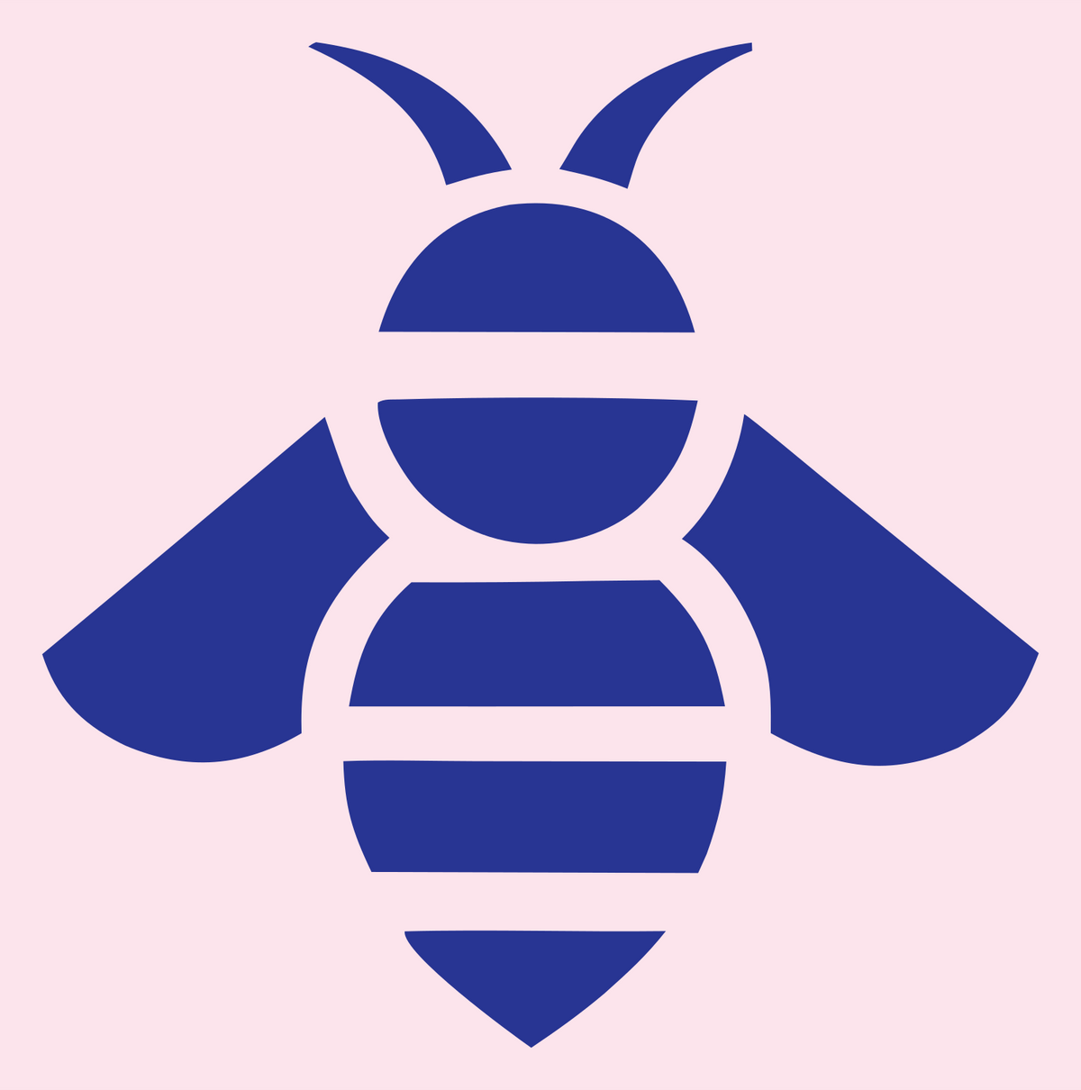 Solid Pictogram Honeybee Top-Down Insect Badge #fce4ec/#283593