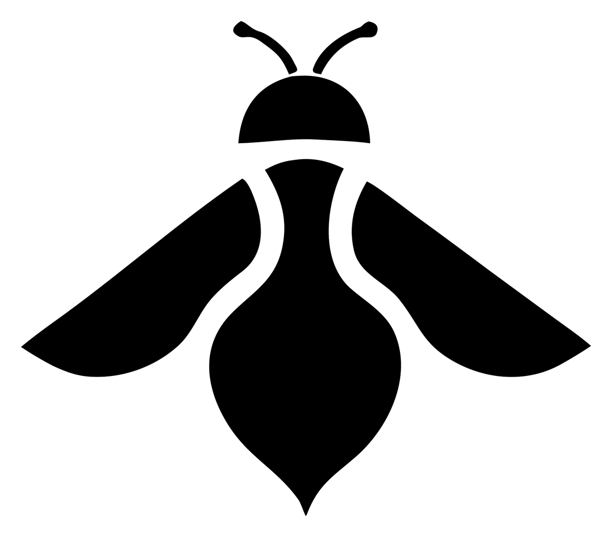 Solid Pictogram Flying Bee Overhead Crest #ffffff/#000000