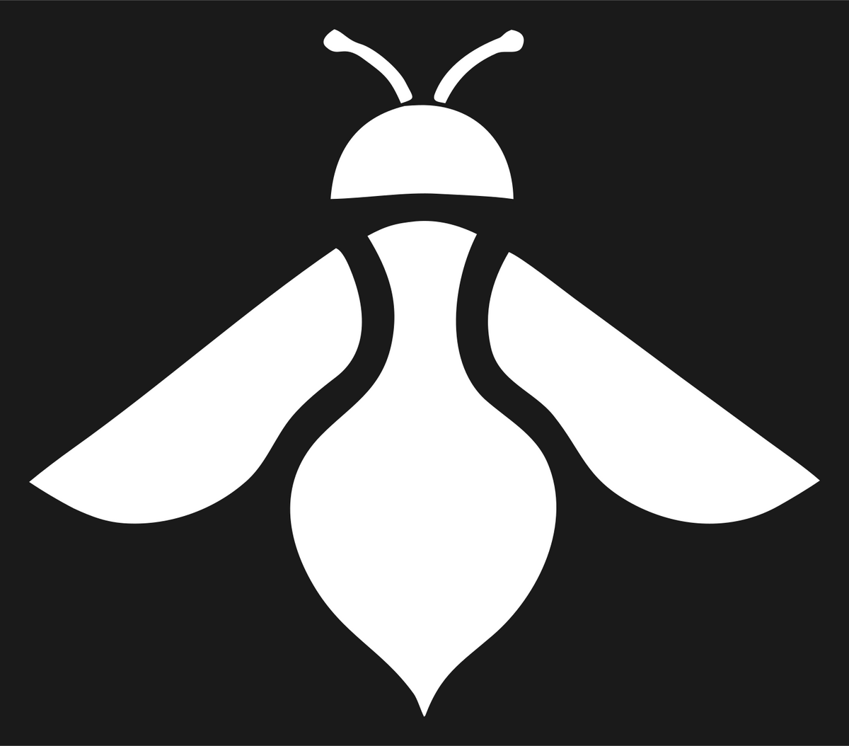 Solid Pictogram Flying Bee Overhead Crest #1a1a1a/#ffffff
