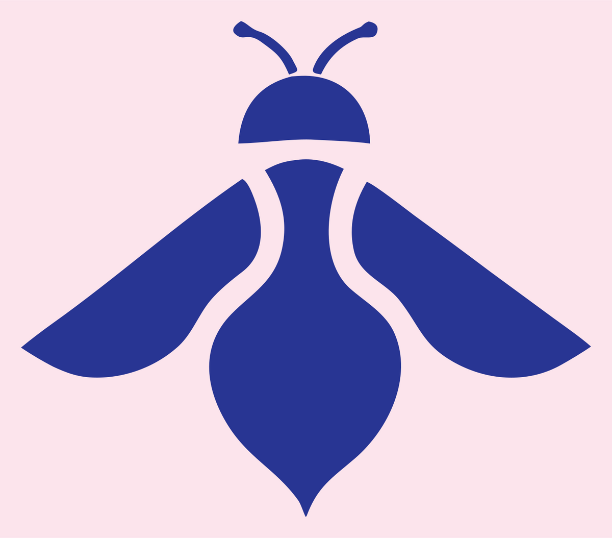 Solid Pictogram Flying Bee Overhead Crest #fce4ec/#283593