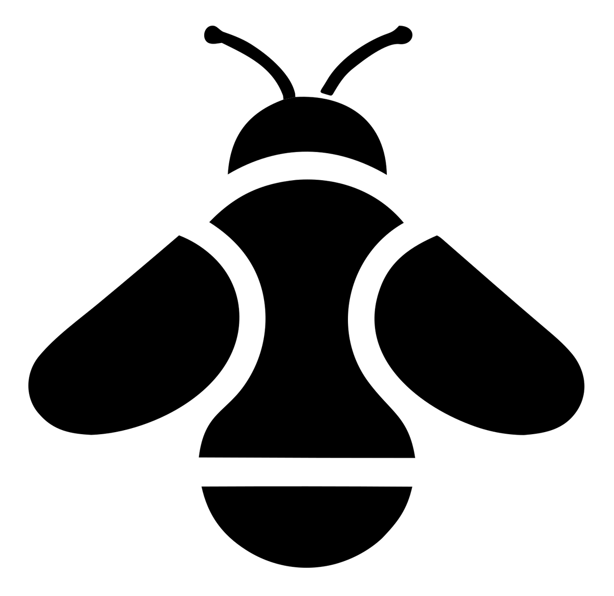Flat Fill Overhead Bumblebee Silhouette Badge #ffffff/#000000