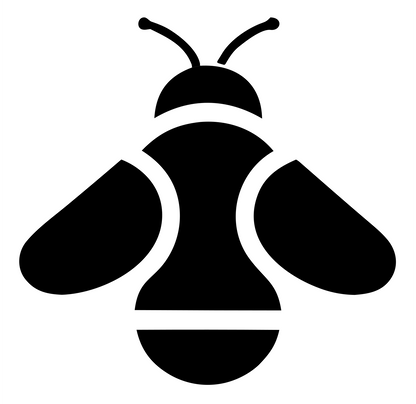 Flat Fill Overhead Bumblebee Silhouette Badge #ffffff/#000000