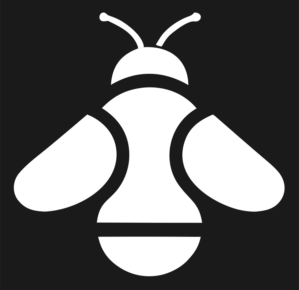 Flat Fill Overhead Bumblebee Silhouette Badge #1a1a1a/#ffffff