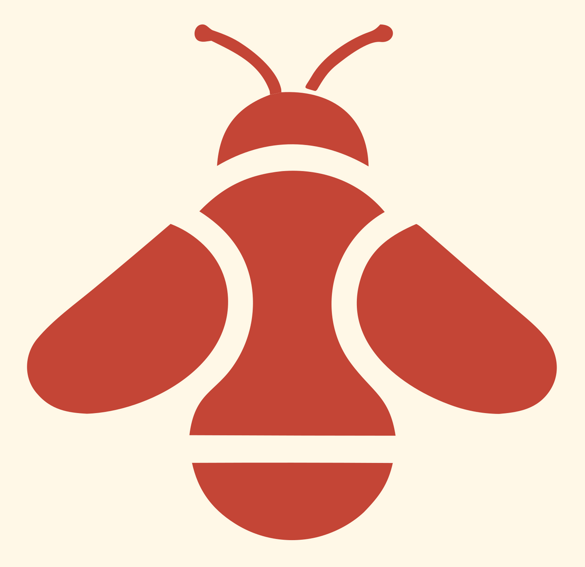 Flat Fill Overhead Bumblebee Silhouette Badge #fff8e7/#c44536