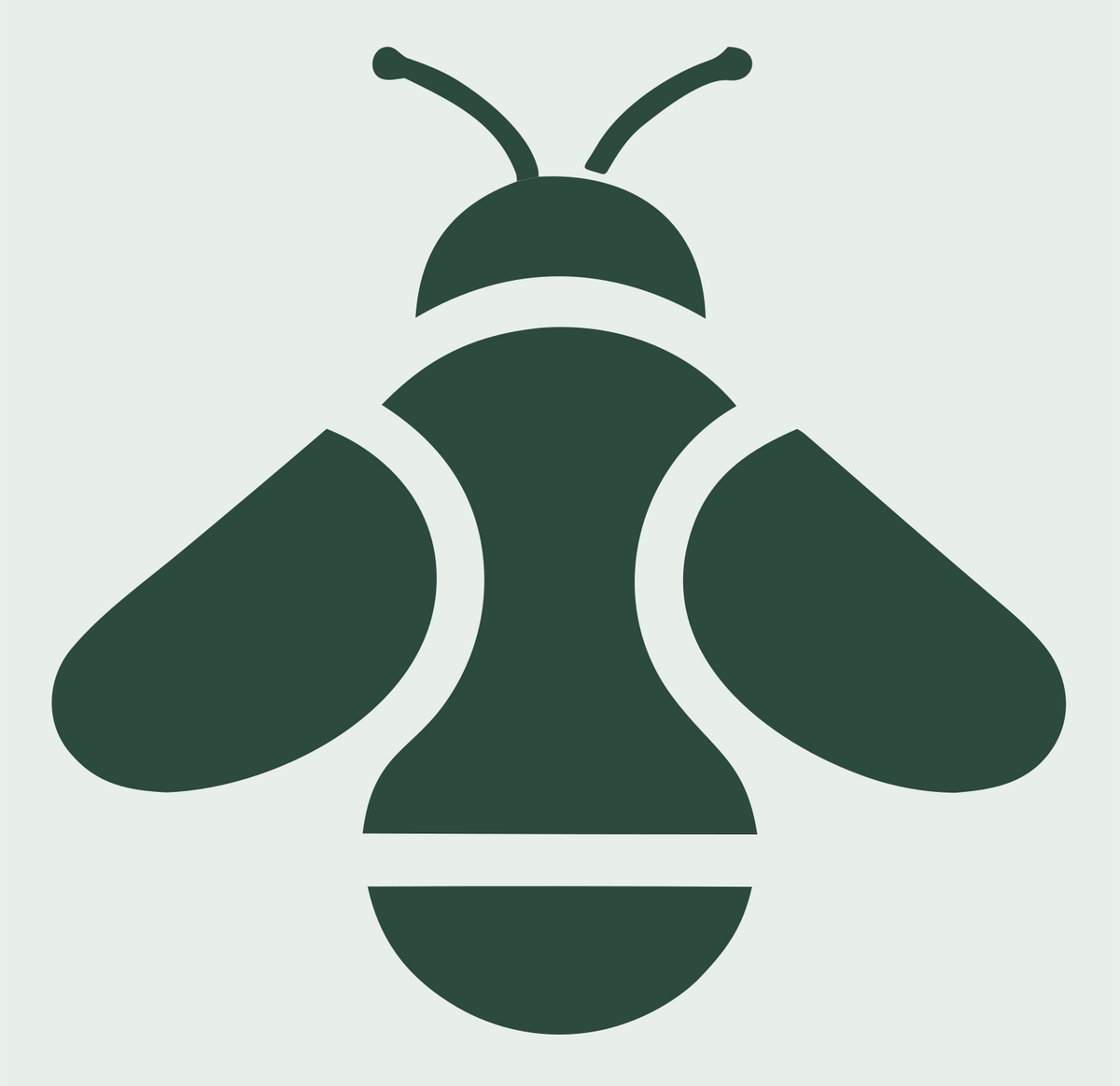 Flat Fill Overhead Bumblebee Silhouette Badge #e8efe9/#2d4a3e