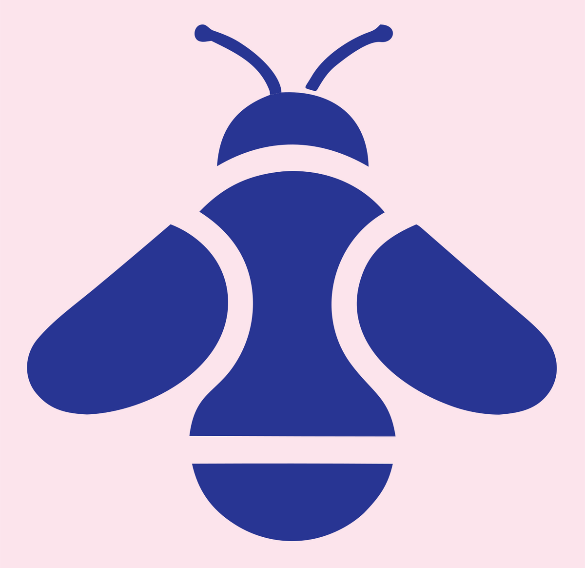 Flat Fill Overhead Bumblebee Silhouette Badge #fce4ec/#283593