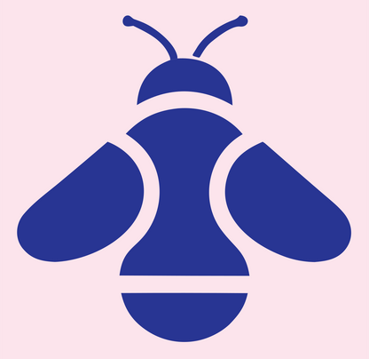 Flat Fill Overhead Bumblebee Silhouette Badge #fce4ec/#283593