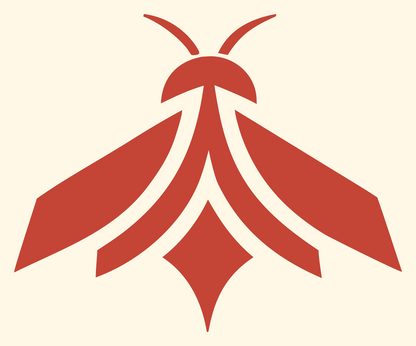 Pictogram Striped Wing Hornet Top-Down Crest #fff8e7/#c44536