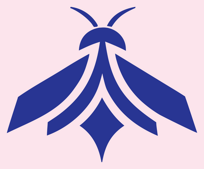 Pictogram Striped Wing Hornet Top-Down Crest #fce4ec/#283593