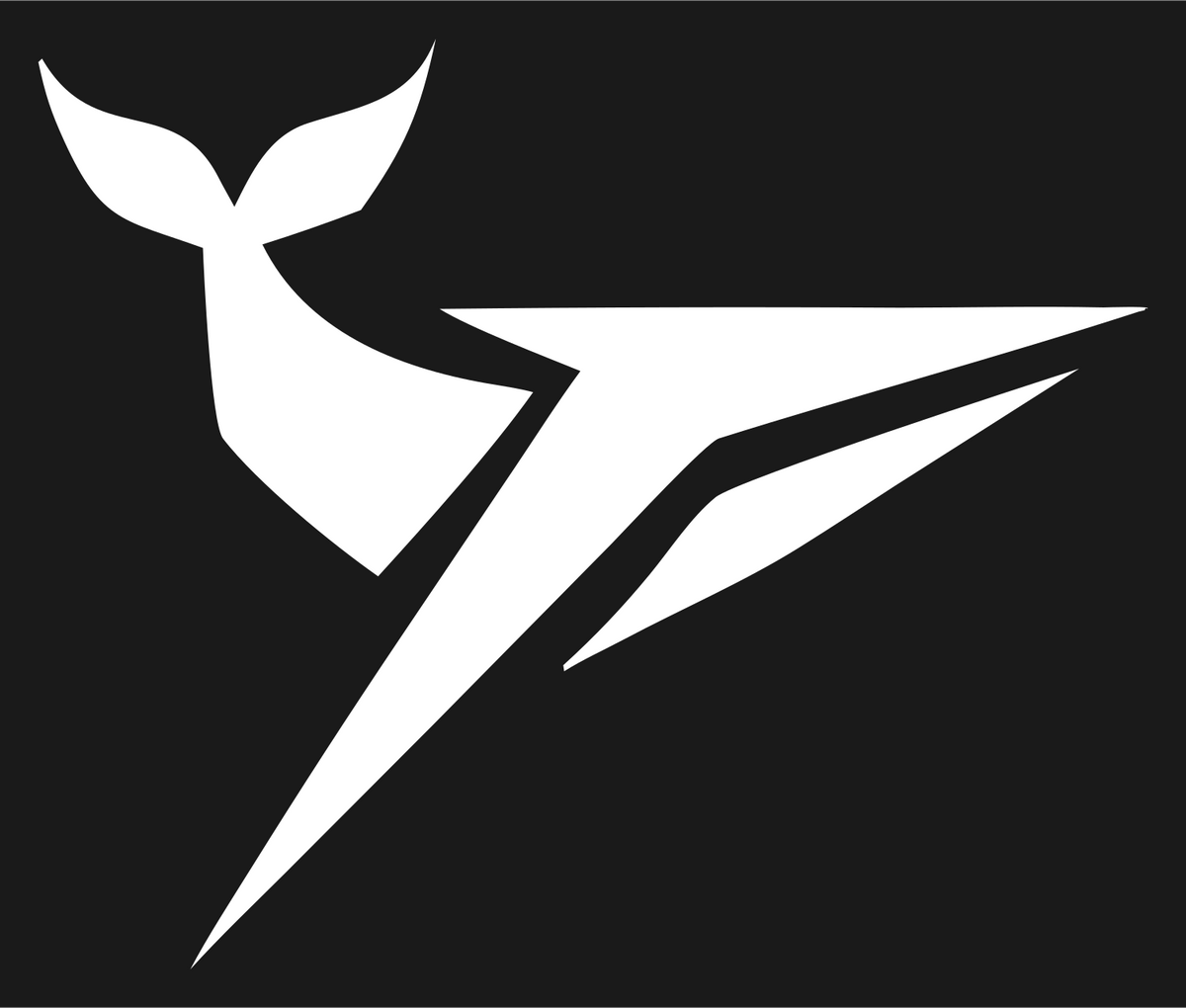 Sharp Angular Diving Whale Speed Mark #1a1a1a/#ffffff