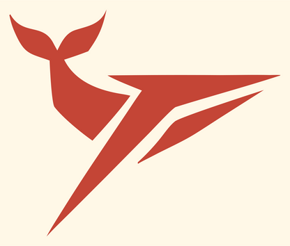 Sharp Angular Diving Whale Speed Mark #fff8e7/#c44536