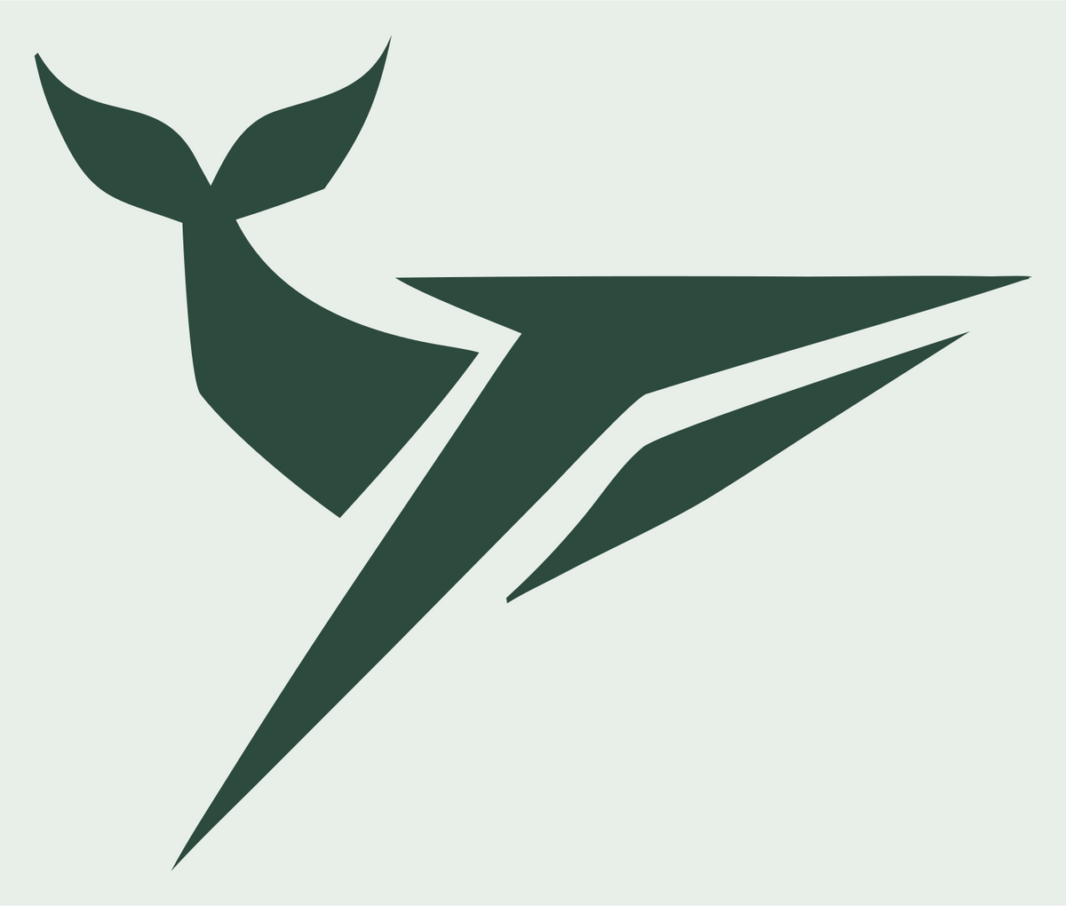 Sharp Angular Diving Whale Speed Mark #e8efe9/#2d4a3e