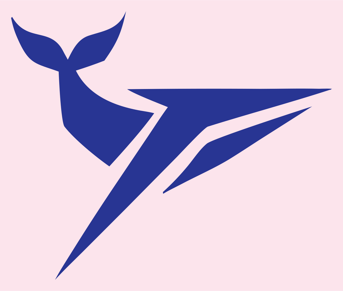 Sharp Angular Diving Whale Speed Mark #fce4ec/#283593