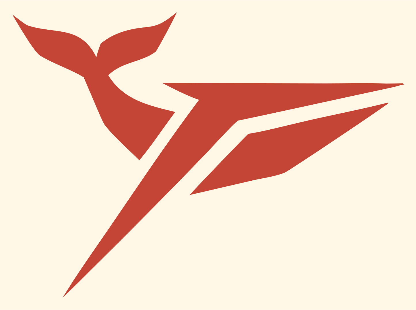 Angular Split-Wing Whale Thrust Badge #fff8e7/#c44536