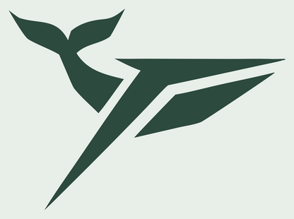 Angular Split-Wing Whale Thrust Badge #e8efe9/#2d4a3e