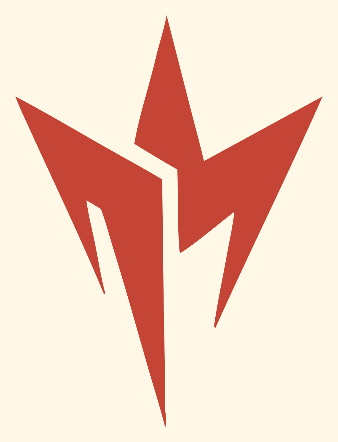 Jagged Shard Breaching Whale Icon #fff8e7/#c44536