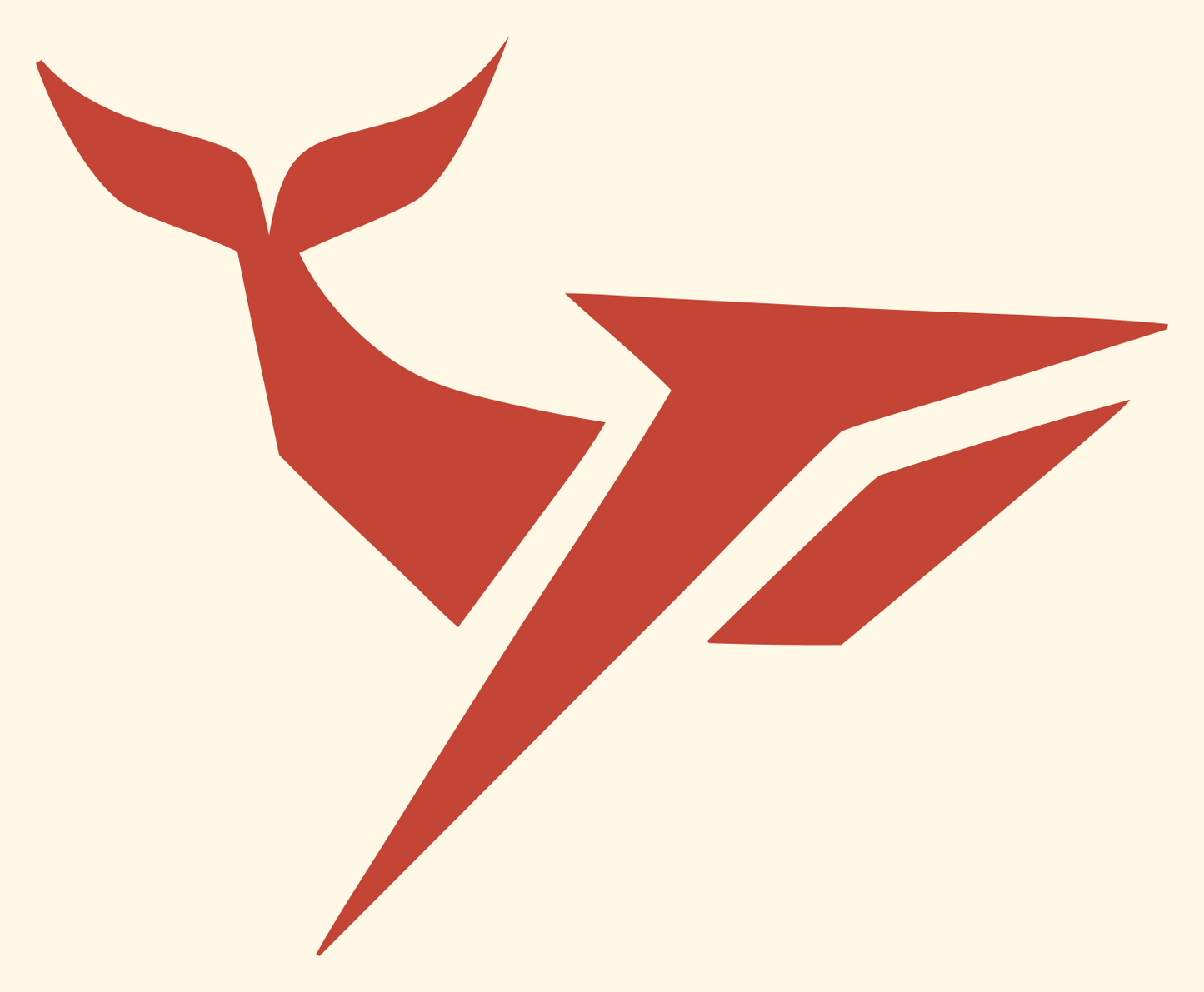 Industrial Angular Rocket Whale Speed Mark #fff8e7/#c44536