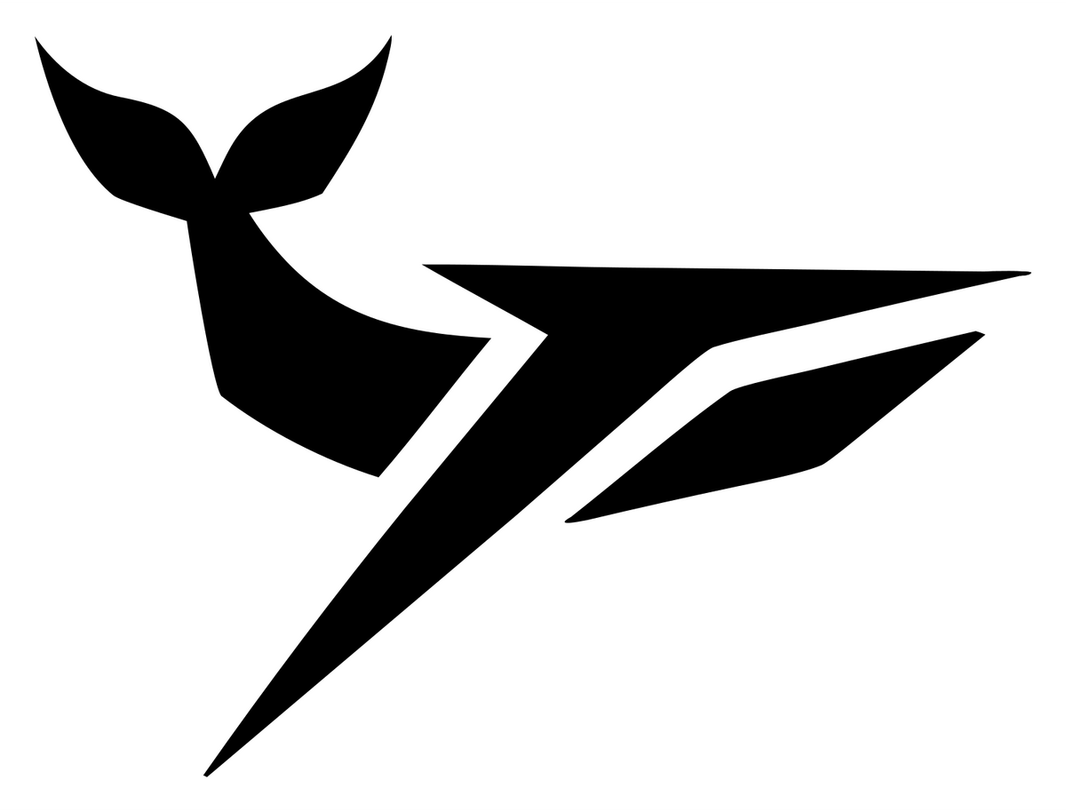 Sharp Faceted Whale Torpedo Flight Emblem #ffffff/#000000
