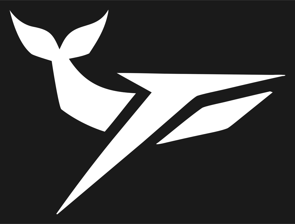 Sharp Faceted Whale Torpedo Flight Emblem #1a1a1a/#ffffff