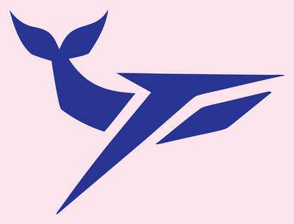 Sharp Faceted Whale Torpedo Flight Emblem #fce4ec/#283593