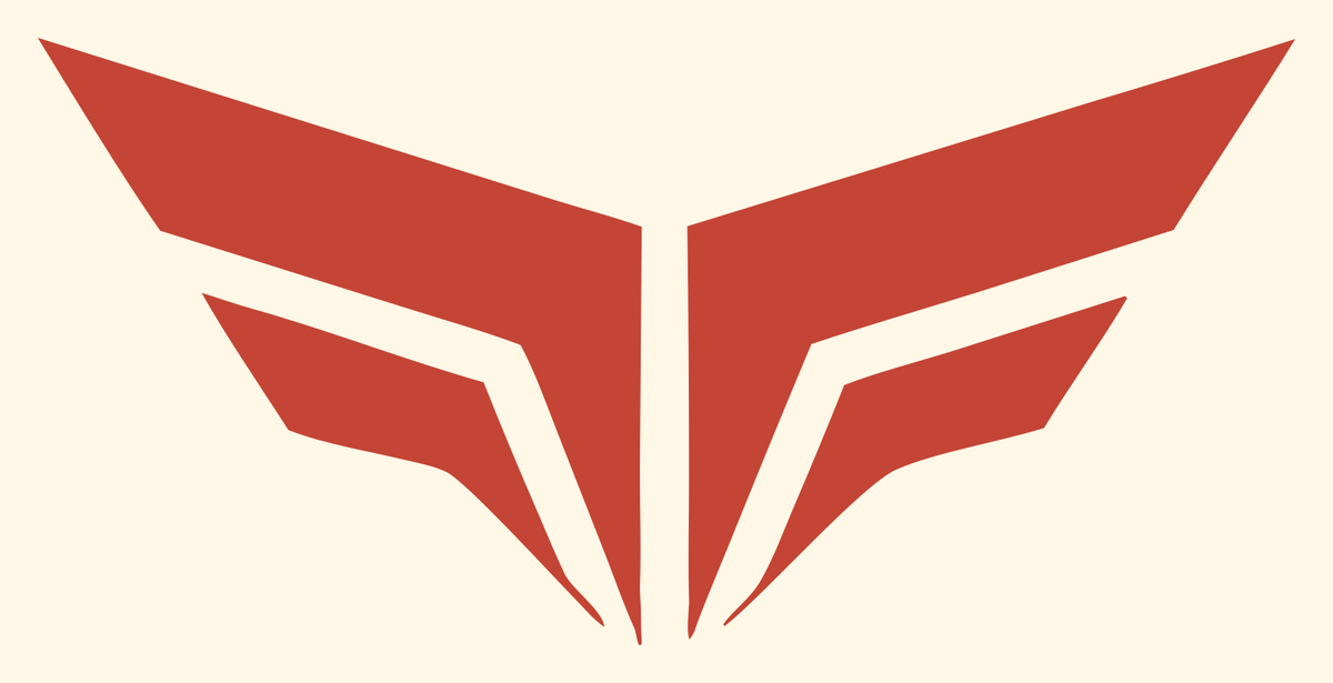 Split Chevron Whale Tail Flight Crest #fff8e7/#c44536