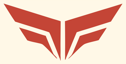 Split Chevron Whale Tail Flight Crest #fff8e7/#c44536